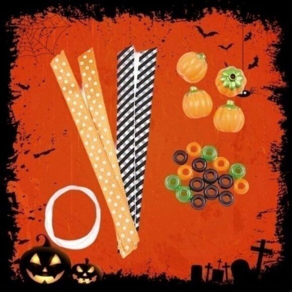 Halloween Cute Pumpkin Bracelet Craft Kits 11 Pk - Picture 2 of 3